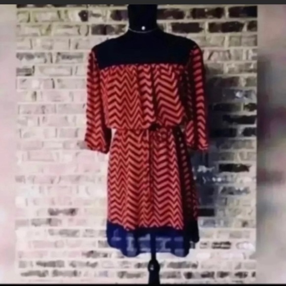 CHEVRON DRESS WITH DRAWSTRING WAISTLINE - Picture 2 of 12